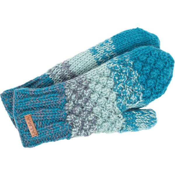 Mitaines d’agneau 100% laine - Doublée polaire - Tricoté à la main - Gants d’hiver - Mitaines unisexes - Popcorn Tie Die Mittens - Alma Knitwear- Women Mit