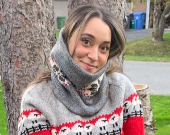 Hand-Knitted Lamb Wool Neck Warmer: Nordic Fleece Lined Winter Scarf, Fair Trade
