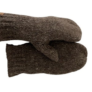 100% Lamb Wool Unisex Mittens Hand Knitted Gloves Fleece Lined Mittens Women Winter Mittens Fair Trade Eco Friendly Alma Knit image 4