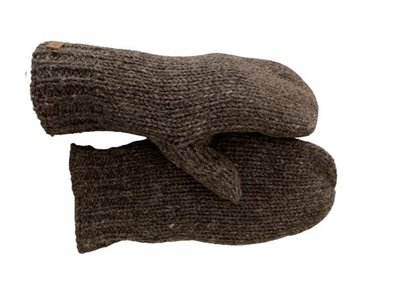 100% Lamb Wool Unisex Mittens Hand Knitted Gloves Fleece Lined Mittens Women Winter Mittens Fair Trade Eco Friendly Alma Knit image 4