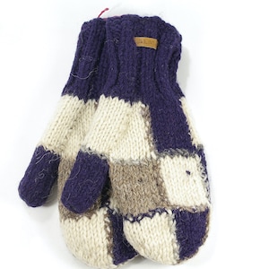 100% Lamb Wool Mittens, Fleece Lined, Hand Knitted, Patched, Wool Gloves, Unisex Mittens, Cozy Glove,Ethical Clothing, Fair Trade, Alma Knit