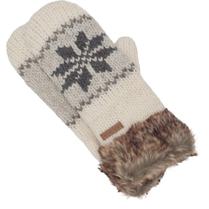 Manoplas nórdicas de lana tejidas a mano: guantes de invierno con forro polar y puño de piel sintética, ecológicos.