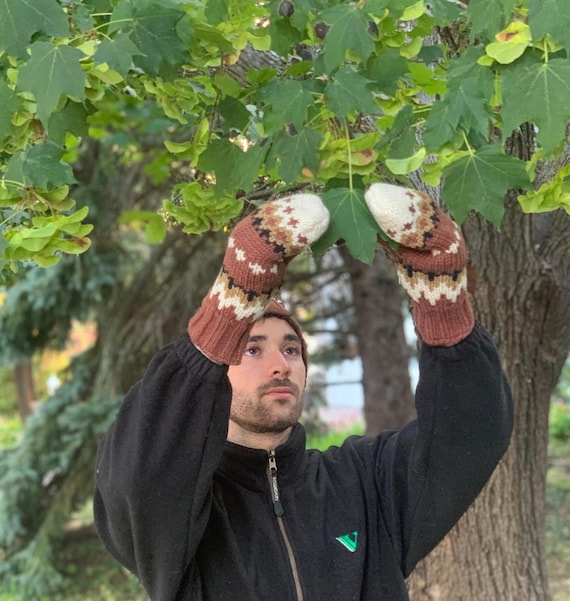 Hand Knitted Bernie Sander's Wool Mittens: Fleece Lined, Fair Trade Gloves