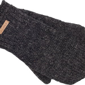 100% Lamb Wool Unisex Mittens Hand Knitted Gloves Fleece Lined Mittens Women Winter Mittens Fair Trade Eco Friendly Alma Knit Charcoal | Charbon