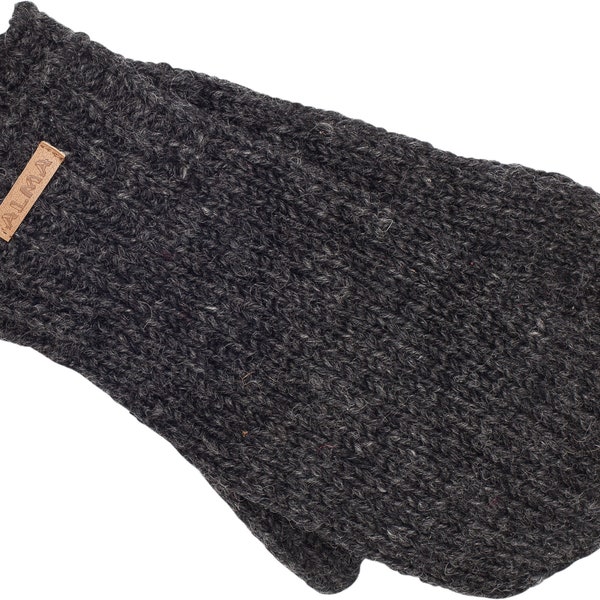 100% Lamb Wool Mitts - Fleece Lined - Hand Knitted - Solid Color- Unisex Gloves - Winter Women Mittens - Eco Friendly Clothing - Alma Mitts