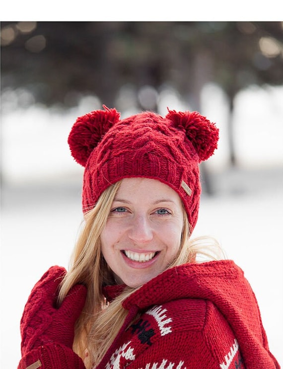 Hand-knitted Wool Beanie: Fleece Lined Cable Knit Winter Hat  display picture 2