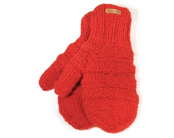 100% Lamb Wool - Fleece Lined - Handknit - Cosy Mitts - Striped Design - Fair Trade - Winter gloves - Warm - Handwarmers - Artisanal Glove