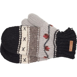 100% Lamb Wool Hand Embroidered Flowers - Fair Trade Winter Mittens - Winter Gloves - Fleece Lined - Women's Mittens - Alma Knitwear