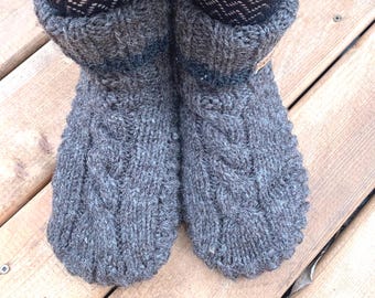 Lamb Wool Slippers: Fleece Lined Unisex Knit Socks, Fair Trade