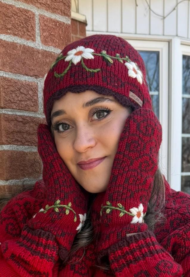 Aine Lambswool Cloche Hat Made in Ireland Flower Motif Beanie Cap Irish Merino Lambswool Aine Design Wool Beanie Hat Mint  main image 3