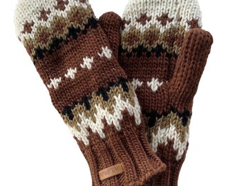 100%  Wool Lamb Mittens - Fleece Lined - Hand Knitted - Bernie Sander Mittens -  Unisex Gloves - Fair Ile - Fair Trade - Alma Knitwear