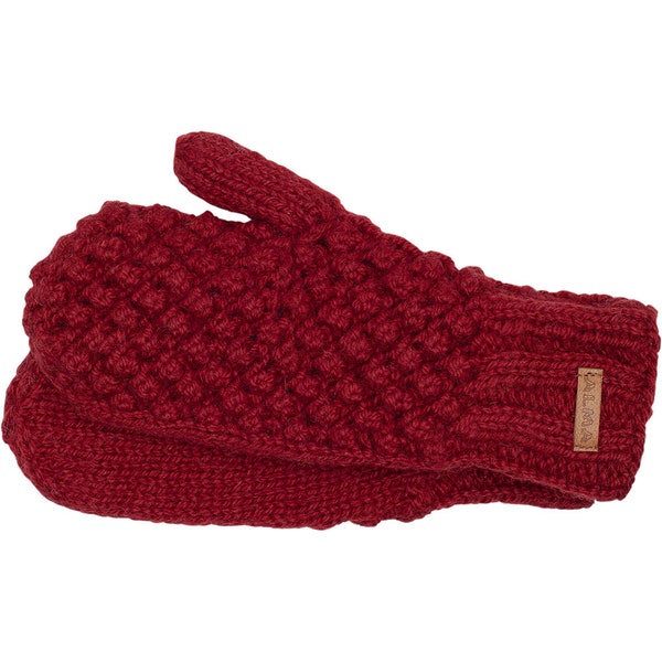 Mitaines d’agneau 100% laine - Doublées en polaire - Tricoté à la main - Gants d’hiver - Mitaines pour femmes - Mitaines Popcorn Design - Commerce équitable - Alma Knitwear