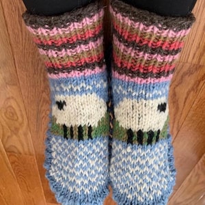 100% Lamb Wool Slippers - Indoor Unisex Sofa Socks - Sheep Slippers - Fleece Lined - Wool Socks -Ethical Clothing - Fair Trade - Alma Knit