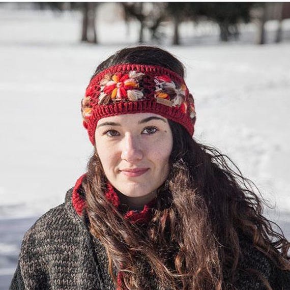 Hand Made Lambswool Crochet Headband: Fair Trade Fleece  display picture 3
