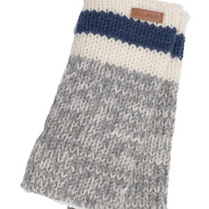 100% Lamb Wool Handmade Winter Sherpa Fleece Lined Hands Warmer/Fingerless Gloves Blue