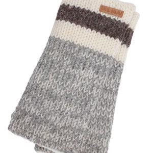 100% Lamb Wool Handmade Winter Sherpa Fleece Lined Hands Warmer/Fingerless Gloves Brown | Brun