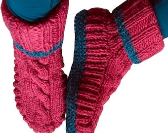 Pantoufles 100 % laine d'agneau - Chaussettes d'intérieur unisexes - Pantoufles doublées de polaire - Chaussettes en laine - Vêtements éthiques - Commerce équitable - Alma maille