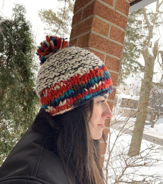 Hand-knitted Fleece Lined Wool Beanie: Soft Lambswool Winter 