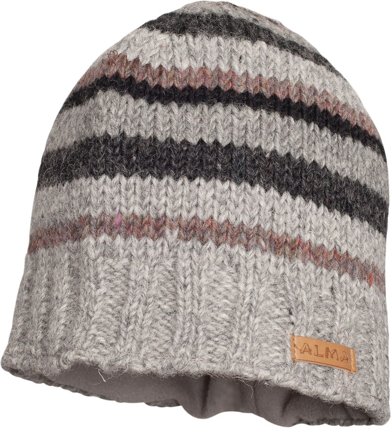 100% Lamb Wool Beanie Hand Knitted Hat Winter Unisex Tuque Fleece Lined Beanie Men Skull Cap Striped Women Beanie Striped | Rayé