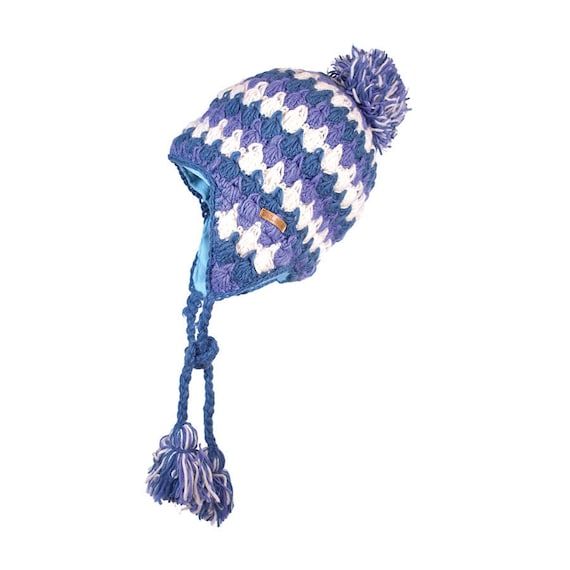 Hand-knitted Lambswool Earflap Hat: Fair Trade Fleece Lined  display picture 1
