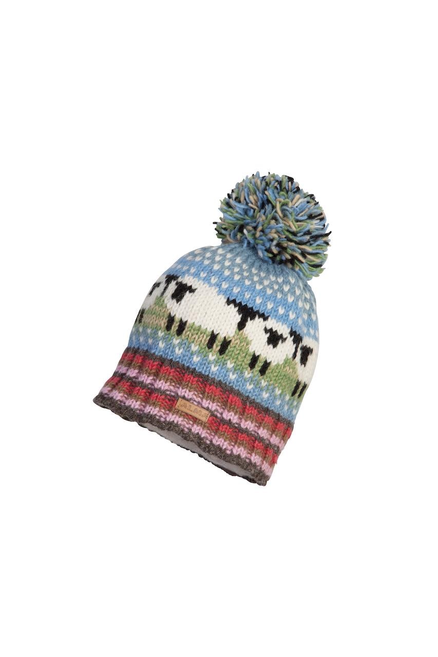 100%  Wool, Kid Size Tuque, Sheep Hat, Fleece Lined,  Hand Knitted Winter Hat, Christmas Hat, Fair Trade, Children Earflap Hat