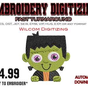 CUTE BABY FRANKENSTEIN - Digitalizzazione del ricamo - Emb Files - Pes exp - svg - file digitali - Miglior digitalizzazione - Logo aziendale - Disegni artigianali