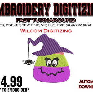 Halloween Candy Corn & Spider - Embroidery Digitizing - Emb File - Pes exp - digital files - Best Digitizing - Business Logo -Craft designs