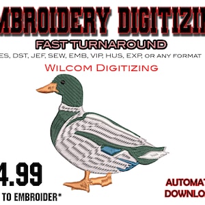 Mallard Duck - Embroidery Digitizing - Emb Files - Pes exp - svg - file digitali - Miglior digitalizzazione - Business Logo -Craft designs
