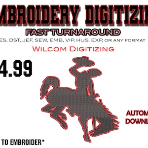 Cowboy - Digitalizzazione ricamo - File Emb - Pes exp - svg - file digitali - Migliore digitalizzazione - Logo aziendale - Disegni artigianali