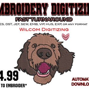 Happy Doggy - Digitalizzazione del ricamo - Emb Files - Pes exp - svg - file digitali - Miglior digitalizzazione - Logo aziendale - Disegni artigianali