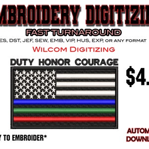 POLICE FIRE MILITARY Flag - Embroidery Digitizing - Emb - Pes exp - svg - file digitali - Best Digitizing - Business Logo - designs