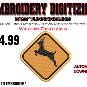 Deer Xing - Embroidery Digitizing - Emb Files - Pes exp - svg - digital files - Best Digitizing - Business Logo -Craft designs