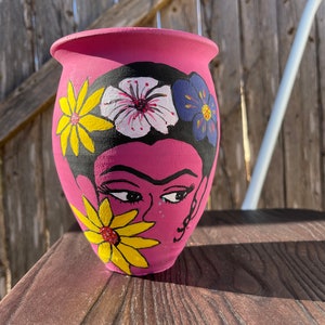 Mexican Clay Jarrito "Sentimental Frida"/Hand Painted
