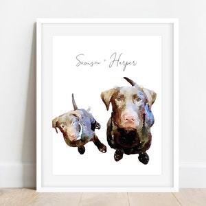 Watercolor Pet Portrait- Two pets