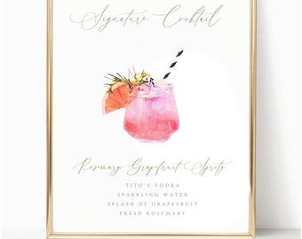 Watercolor Signature Cocktail Sign