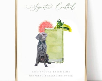 Watercolor Pet Signature Cocktail Sign - 1 Pet