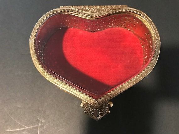 MELE Style Ormolu Heart Casket Box, Cherub Ormolu