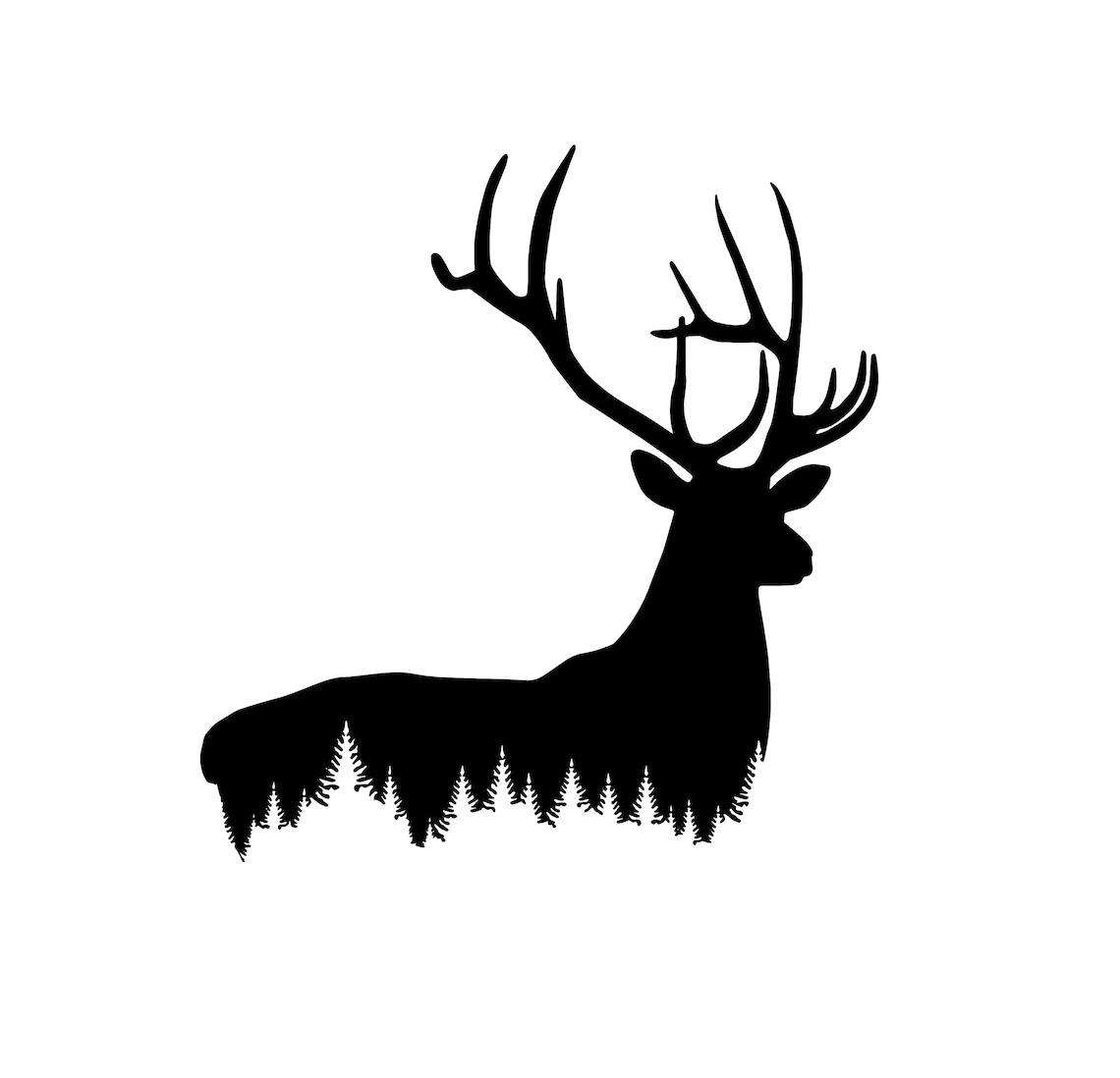 Deer Silhouette SVG Pine Tree Silhouette Svg Deer SVG Cut | Etsy