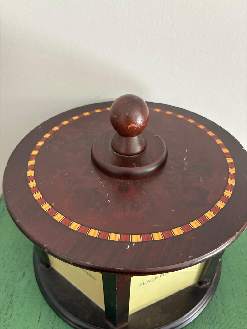 Vintage Wooden Rotating Photo Frame Carousel Round Picture Display ...