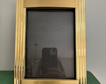 Mid Century Modern Brass Picture Frame Art Deco Style Gold Tone Freestanding Desk Frame Vintage Home Decor