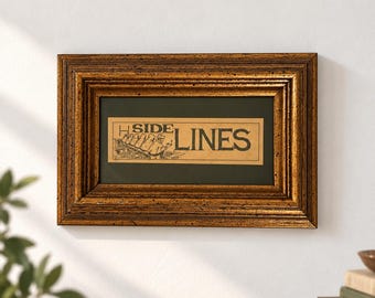 Vintage D Preston Side Lines Cartoon Art Made in Italy Gold Wood Frame 7x4.5 Framed Newspaper Comic Academic Office Wall Decor