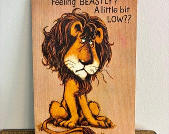 Vintage Hallmark Pop Up Lion Get Well Card Funny Beastly Humor