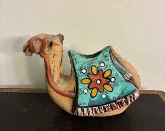 Vintage Hand Painted Camel Planter, Mid Century Ceramic Camel, Succulent Pot, Desert Decor, Southwestern Pottery, Boho Planter