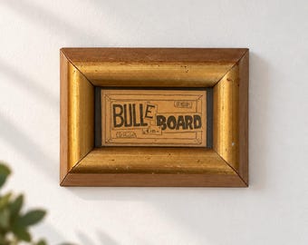 Vintage Made in Italy Miniature Gold Wood Picture Frame 4x3 Signed D Preston Bulletin Board Folk Art Small Gallery Wall Decor