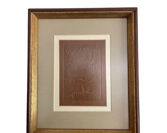 Richard redd owls embossed print signed limited edition 20 of 25 mid century modern wall art