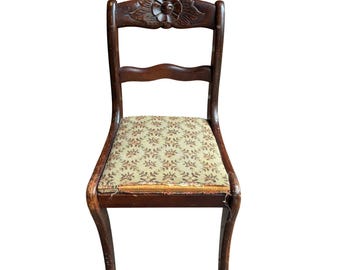 Vintage Tell City Salesman Sample Chair Mahogany Child Size Rose Carved 1940s