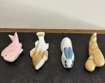 Japanese Ceramic Chopstick Rests Set Animal Fish Rabbit