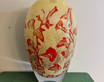 Kosta Boda Floating Flowers Vase Olle Brozen Swedish Art Glass Large 10 Inch Floral Vase With Box