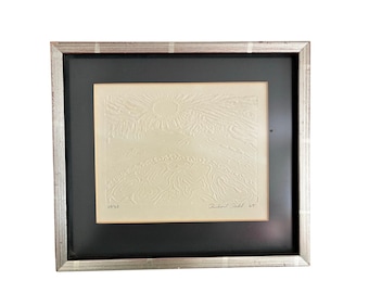 Richard redd blind embossed print 1969 signed limited edition intaglio minimalist art framed