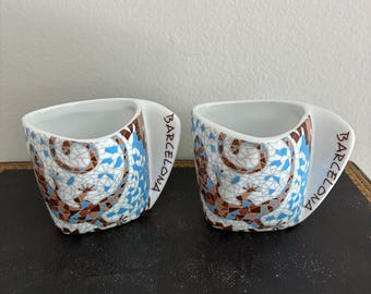 Barcelona Gaudi Mosaic Espresso Cups Set Spain Souvenir Trencadis Lizard Ceramic Mug Set